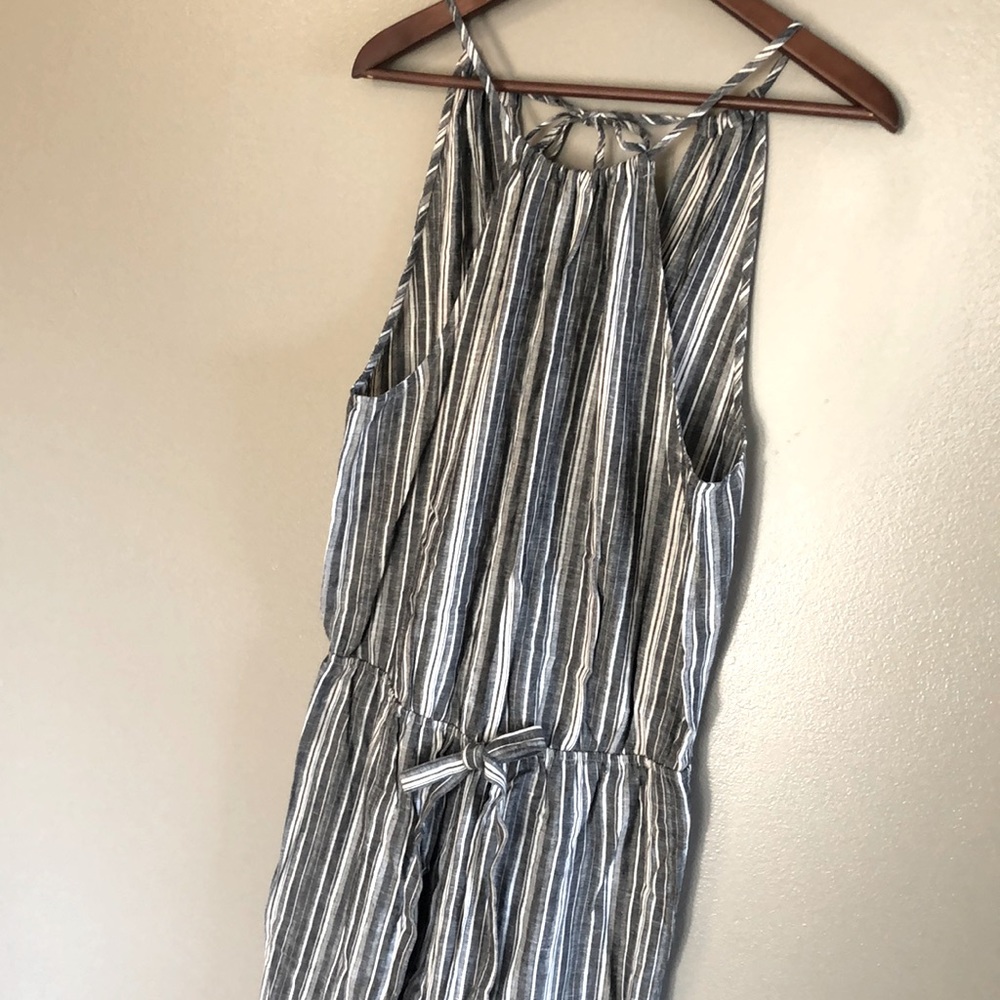 Mimi Chica Striped Linen palazzo jumpsuit, Sz L
